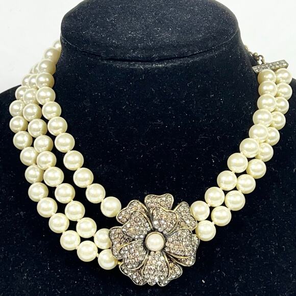 Heidi Daus Jewelry - Heidi Daus Passionate Posey Double-Row Beaded Necklace Floral Pendant